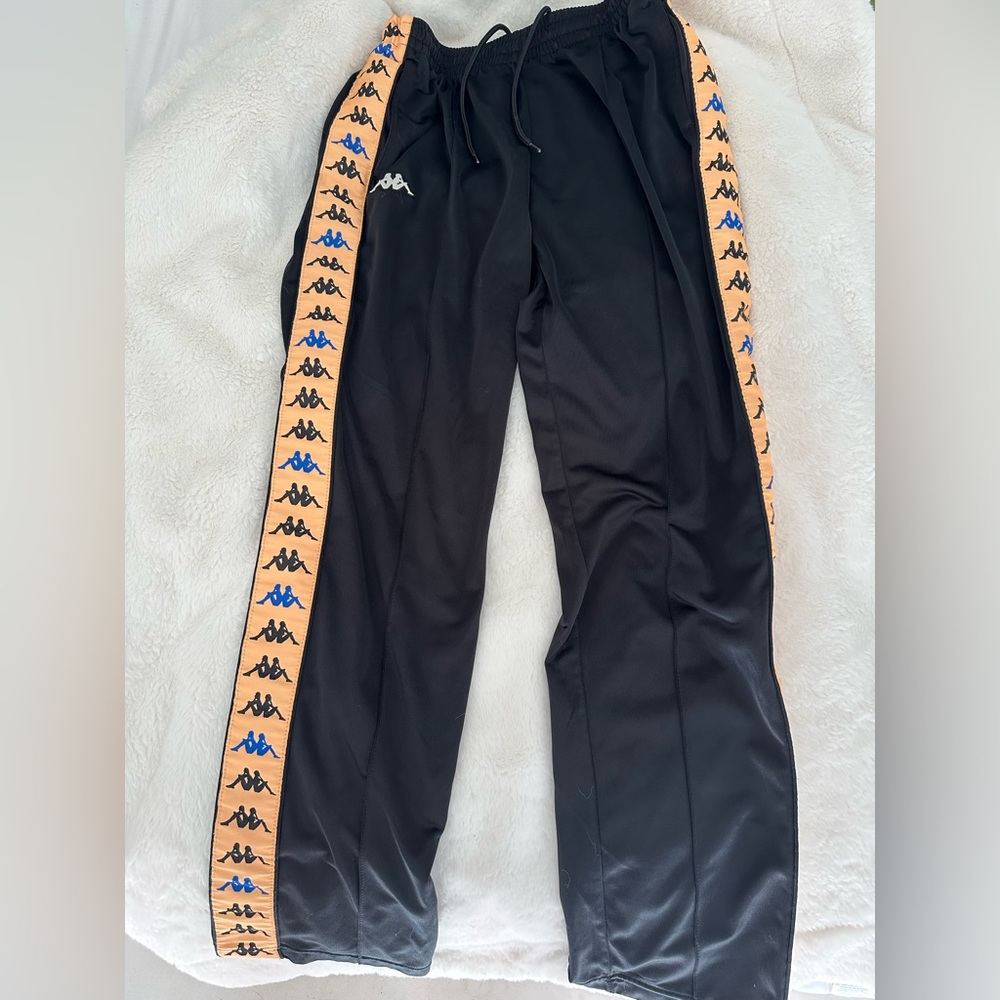 Kappa Black Joggers with peach Side Stripe